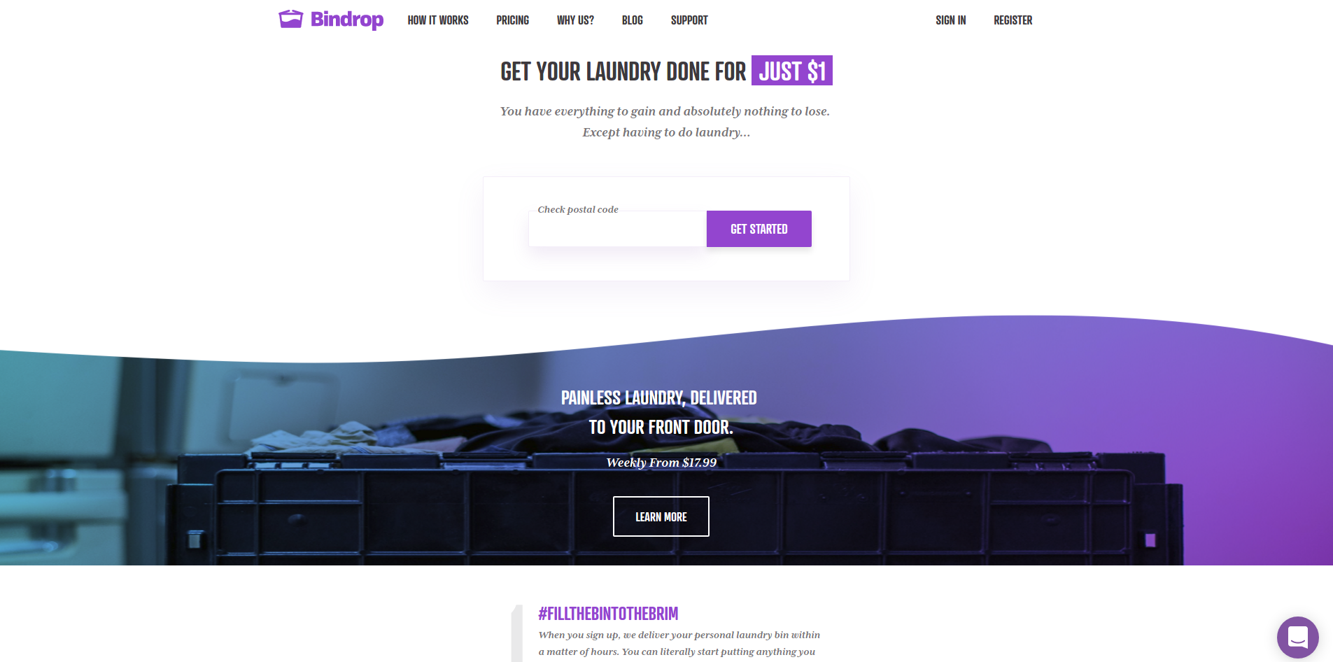 Bindrop main page Bindrop main page